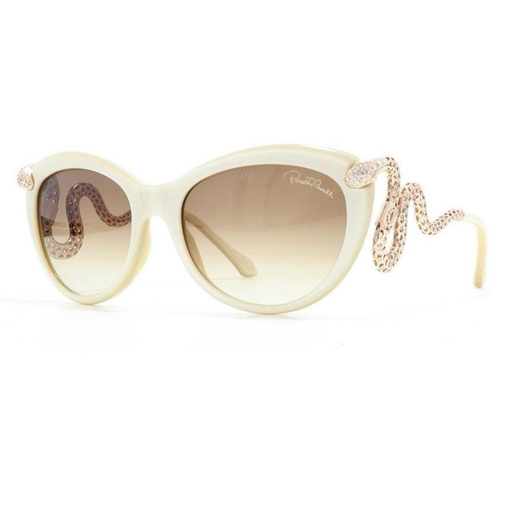 Roberto Cavalli Cream CrystalEmbellished/Brown Gradient Menkab CatEye Sunglasses